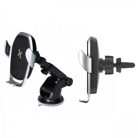 Car Mount and In-Air Outlet Maxcom MA Prestige Black - Silver with Fast Wireless Charger 15W and Touch Button