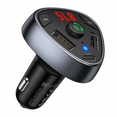 Car Charger Hoco E51 Road treasure with Wireless FM Transmitter V.5.0  2USB Ports 3.1A 1USB-C PD 18W SD Card LED Indicator Black