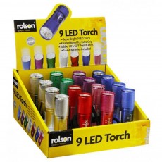Torch Rolson 9 LED with 3 AAA Batteries of Various Colors