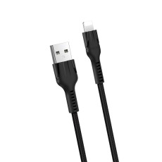 Data Cable Hoco U31 Benay Braided with Nylon Cord USB to Lightning 2.4A Black 1.2m