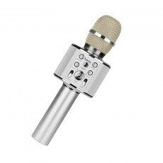 Wireless Microphone Hoco BK3 Cool sound V.4.2 Silver with Karaoke Function and Micro SD Card