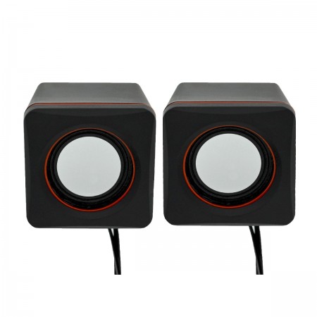 Multimedia Speaker Stereo Leerfei D-02L with 3.5mm jack and USB Charge, Black Red