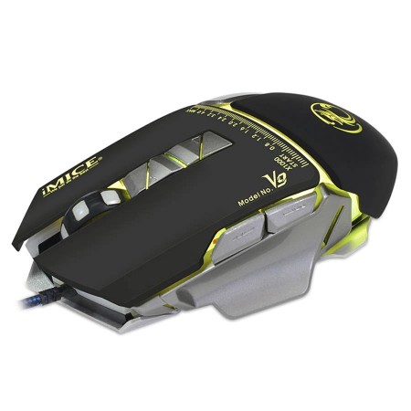 Wired Mouse iMICE V9 Gaming 7D with 7 Buttons, 4800 DPI, Multimedia and LED Lightning. Black-Grey