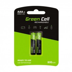 Rechargeable Battery Green Cell GR08 800 mAh size AAA HR03 1.2V Pcs 2