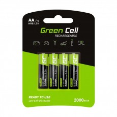 Rechargeable Battery Green Cell GR02 2000 HR6  mAh size AA 1.2V Pcs 4