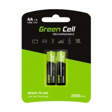 Rechargeable Battery Green Cell GR06 HR6 2000 mAh size AA 1.2V Pcs 2
