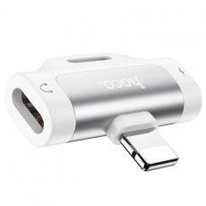 Adaptor Hoco LS31 with 1 Lightning to 2 Lightning Female Ports Silver