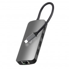 Hub Media-Tech MT5044 8 in 1 with 3xUSB 3.0, USB-C PD, HDMI, RJ45, SD and Micro SD Ports Aluminum Gray