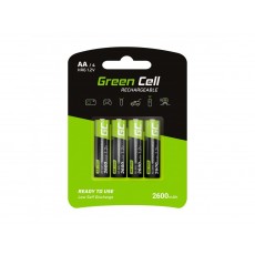 Rechargeable Battery Green Cell GR01 2600 HR6  mAh size AA 1.2V Pcs 4