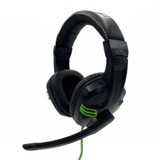 Stereo Headphone Media-Tech COBRA PRO OUTBREAK MT3602 Dual 3.5mm Connector for Gamers with Microphone and 2 Meters Braided Cable. Black-Green