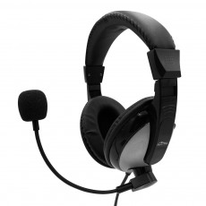 Stereo Headphone Media-Tech TURDUS PRO MT3603 with Dual 3.5mm Connector for Gamers and Adjustable Microphone. Black