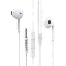 Hands Free Borofone BM30 Original Series Stereo 3.5 mm White with Micrphone and Operation Control Button
