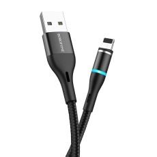 Data Cable Borofone BU16 Skill USB to Lightning with Magnetic Detachable Plug Metal Black 1m