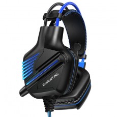 Stereo Gaming Headphone Borofone BO101 Racing with 3.5mm Connector and LED Light Black-Blue