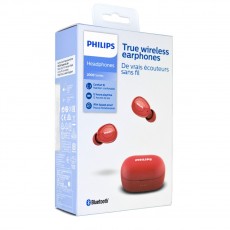 True Wireless Bluetooth Philips TAT2205RD/00V.5.1 IPX4 Red with Touch Button and 12 Hours Play Time