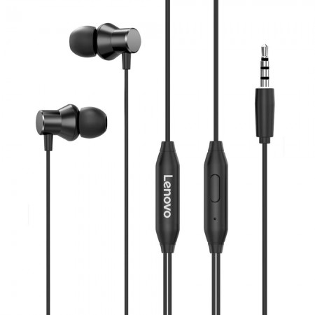 Hands Free Lenovo HF130 Earphones Stereo 3.5mm with Micrphone and Operation Control Button Black