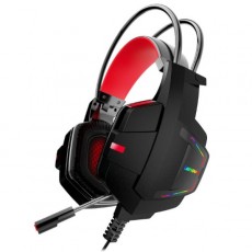 Stereo Gaming Headphone Lenovo HU85 3.5mm with Microphone, Volume Control and RGB Light Black-Red