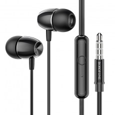 Hands Free Hoco Borofone BM57 Platinum Earphones Stereo 3.5mm  with Micrphone and Control Button 1.2m Black