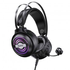 Stereo Gaming Headphone W101 Streamer dual 3.5mm and USB connection with Microphone and LED Light of 7 Colors Black