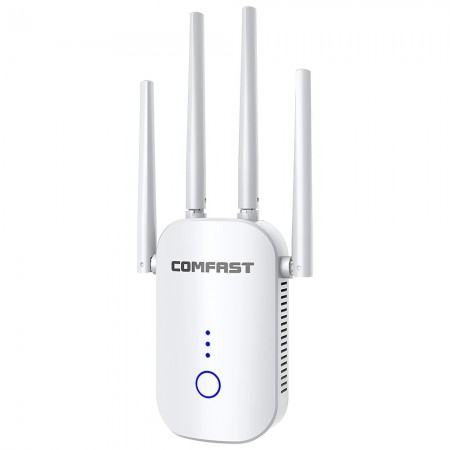 Wifi Repeater / Extender Dual Band Hi-Speed Comfast CF-WR758AC V2 1200Mbps of Four External Antennas. With European UK Plug