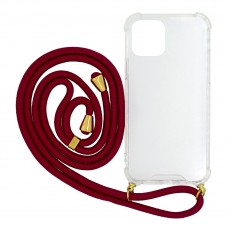 Case Ancus Crossbody for Apple iPhone 12 / iPhone 12 Pro Transparent with Red Strap