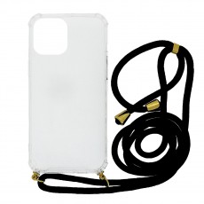 Case Ancus Crossbody for Apple iPhone 12 Mini Transparent with Black Strap