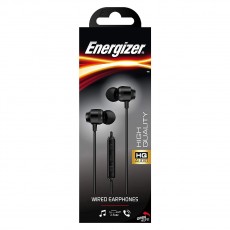 Hands Free Energizer CIA10 Metal Stereo 3.5 mm Black with Micrphone and Multi Operation Control Button 1,2m