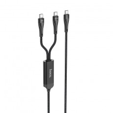 Data Cable Hoco U102 Super 100W 2  in 1 USB-C to 2χUSB-C for Fast Charging 20V/5A Black1.5m