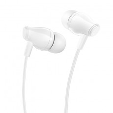 Hands Free Hoco Borofone BM61 Wandere Universal Earphones Stereo 3.5mm  with Micrphone and Control Button 1.2m White