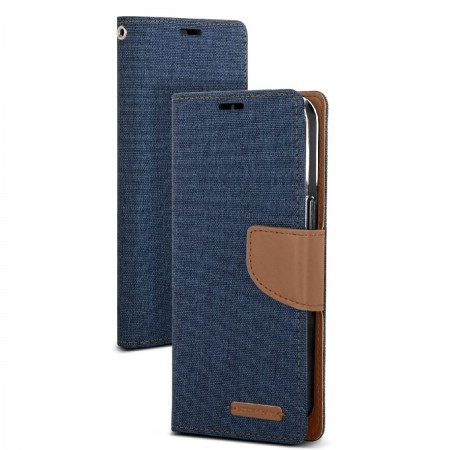 Book Case Goospery Canvas Diary for Apple iPhone 13 Pro Navy - Camel
