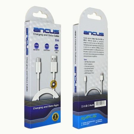 Data Cable Ancus Flow E44 USB toUSB-C 2.0A 1m White