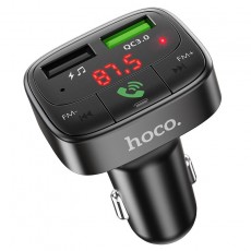 Car Charger Hoco E45 with Wireless FM Transmitter and 2 USB Ports and Micro SD Black