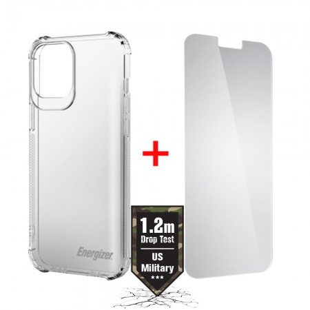 Case Shockproof TPU 1.2m Energizer with Tempered Glass for Apple iPhone 12 Mini Transparent