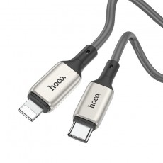 Data Cable Hoco X66 Howdy PD 20W USB-C to Lightning 2.4A with Zinc Alloy Conectors Gray 1m