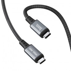 Data Cable Hoco US01 USB3.1 GEN2 10Gbps 100W Super-Speed USB-C to USB-C 4K 60Hz 5.0A 1.2m Black