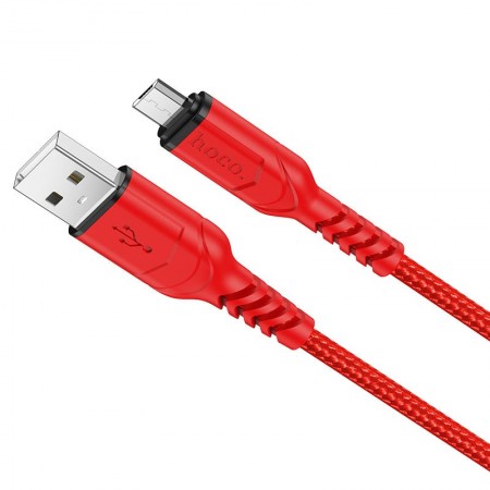 Data Cable Hoco Hoco X59 Victory USB το Micro USB 2.4A  With TPE Connectors and Braided Cable Red 1m