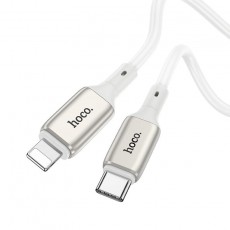 Data Cable Hoco X66 Howdy PD 20W USB-C to Lightning 2.4A with Zinc Alloy Conectors White 1m
