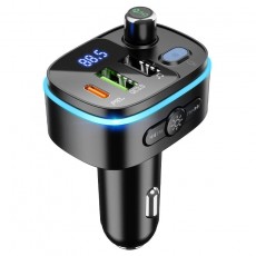 Car Charger Hoco E62 Fast PD20W+QC3.0 20W with Wireless FM Transmitter and 2xUSB Ports 1χUSB-C Led