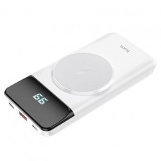 Power Bank J76 Bobby Magnetic 10000mAh with Wireless Charging and Phone Holder with USB-A and USB-C White