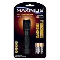 Flashlight Aluminum Maximus 5W Led 535 Lumens IP20 with Duracell AAA Batteries Black