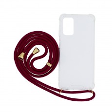 Case Ancus Crossbody for Samsung A13 A136F A04s A047F Transparent with Bordeaux Strap