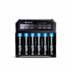 EiZfan X6 Battery Charger with display for Batteries from 10340 to 26650 and AAA / AA / A / SC / C 6 positions