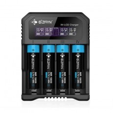 EiZfan X4 Battery Charger with Display for Batteries from 10440 to 26650 and AAA / AA / A / SC / C 4 Position
