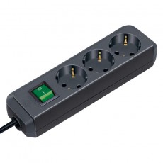 Power Strip Brennenstuhl  with 3 Inlet Sockets and On / Off Switch Cable 1.5 m IP20 Black