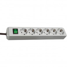 Brennenstuhl power strip with 6 Sockets Inlet Doors and On / Off Switch 1.5 m IP20 Gray with Black Cable