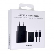 Samsung Super Fast Charging T4510XBE 45W Travel Charger with Usb-C output and Cable Black