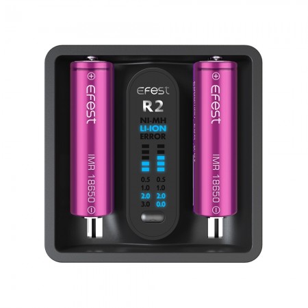 Efest iMate R2 3A Battery Charger with 2 Positions LED Display Compatible with Batteries 18650/20700/21700