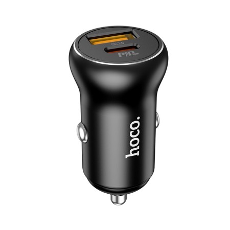 Car Charger Hoco NZ5 Smooth Road Dual USB Fast Charge PD30W QC3.0 USB-A 30W, USB-C 5V/5A Black