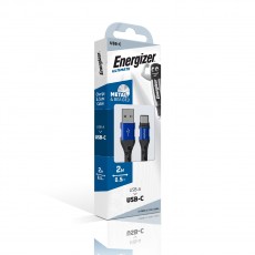 Data Cable Energizer Metal / Braided Nylon to USB-C 2m Blue