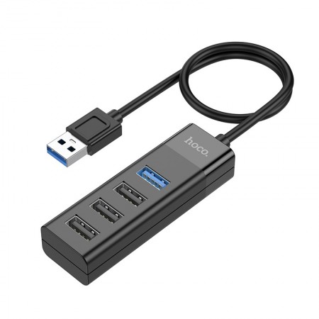 Hub USB Hoco HB25 4 in 1 Easy display USB3.0 to USB3.0 x 1 and USB2.0 x 3 Black